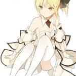 插画#Fate#saber#婚纱and女仆装>3<